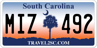 SC license plate MIZ492