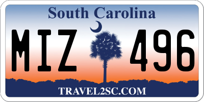 SC license plate MIZ496