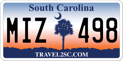 SC license plate MIZ498