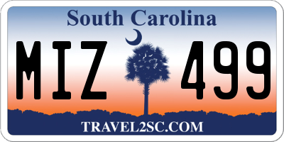 SC license plate MIZ499