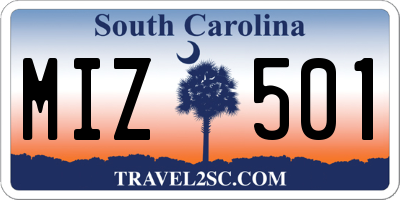 SC license plate MIZ501