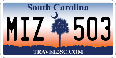 SC license plate MIZ503