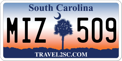 SC license plate MIZ509