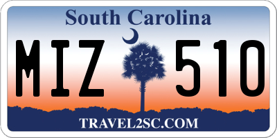 SC license plate MIZ510