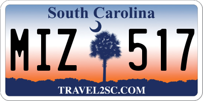 SC license plate MIZ517