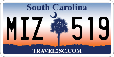 SC license plate MIZ519