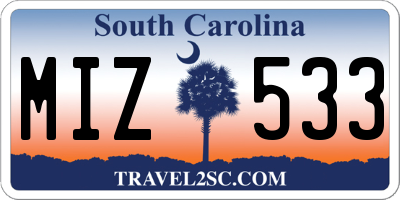 SC license plate MIZ533