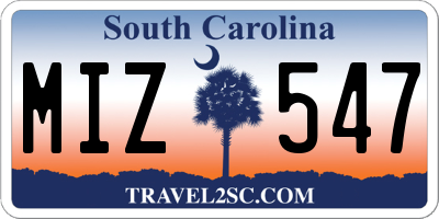 SC license plate MIZ547