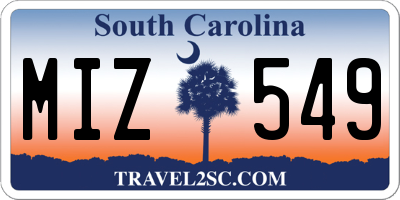 SC license plate MIZ549