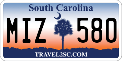 SC license plate MIZ580
