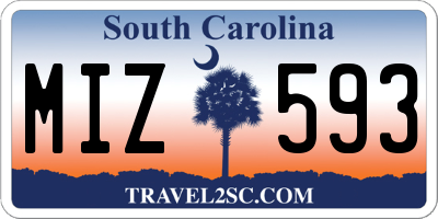 SC license plate MIZ593