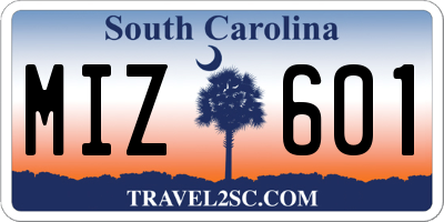 SC license plate MIZ601