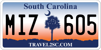 SC license plate MIZ605