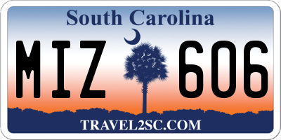 SC license plate MIZ606