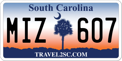 SC license plate MIZ607