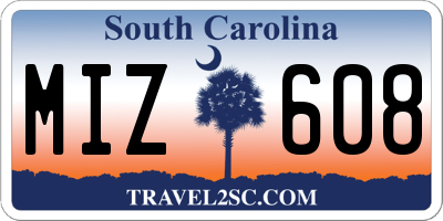 SC license plate MIZ608