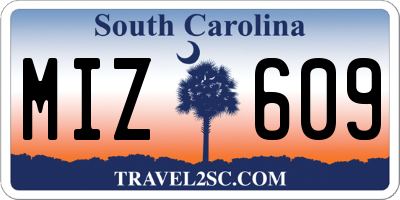 SC license plate MIZ609