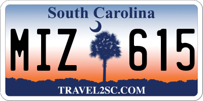 SC license plate MIZ615