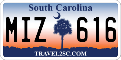 SC license plate MIZ616