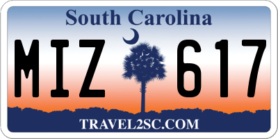 SC license plate MIZ617