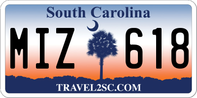 SC license plate MIZ618