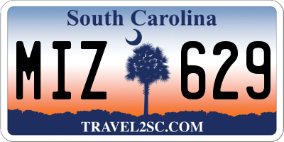 SC license plate MIZ629