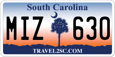 SC license plate MIZ630