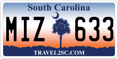 SC license plate MIZ633