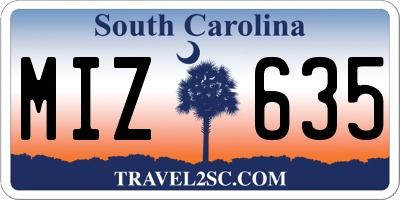 SC license plate MIZ635