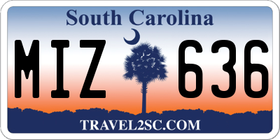 SC license plate MIZ636