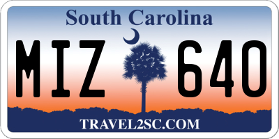 SC license plate MIZ640