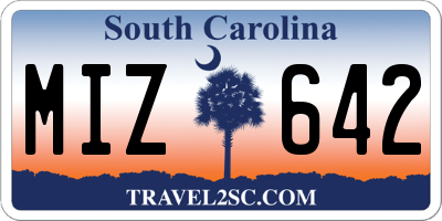 SC license plate MIZ642