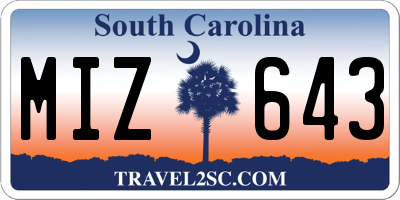SC license plate MIZ643