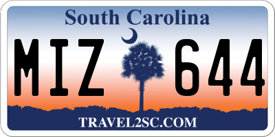 SC license plate MIZ644