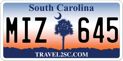 SC license plate MIZ645