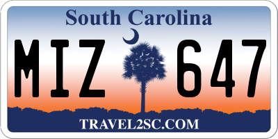 SC license plate MIZ647