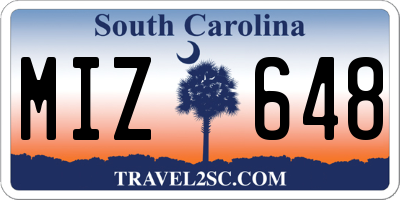 SC license plate MIZ648