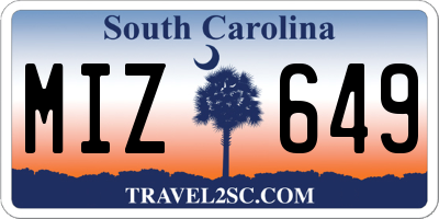 SC license plate MIZ649