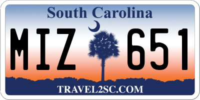 SC license plate MIZ651