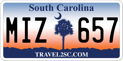 SC license plate MIZ657