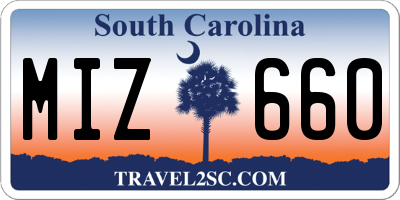 SC license plate MIZ660