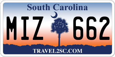 SC license plate MIZ662