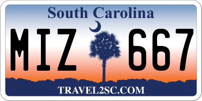 SC license plate MIZ667
