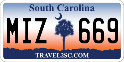SC license plate MIZ669