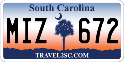 SC license plate MIZ672