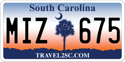 SC license plate MIZ675