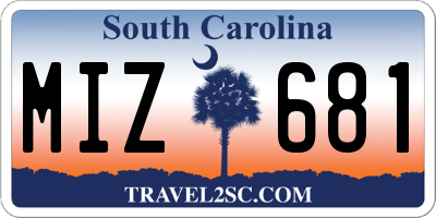SC license plate MIZ681