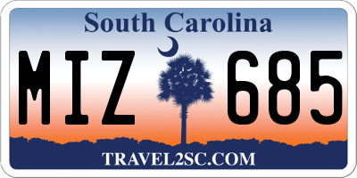 SC license plate MIZ685