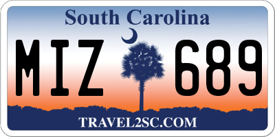 SC license plate MIZ689
