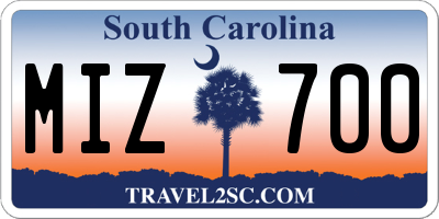 SC license plate MIZ700